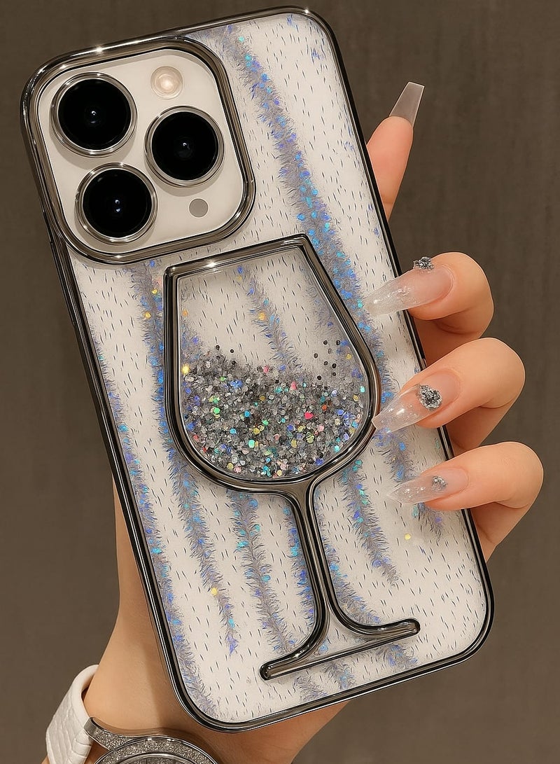 iPhone 16 Pro Max Case with a Unique Glass Design Decorated with Moving Glitter – Provides Effective Protection Against Daily Scratches and Bumps with an Eye-Catching Dynamic Design.