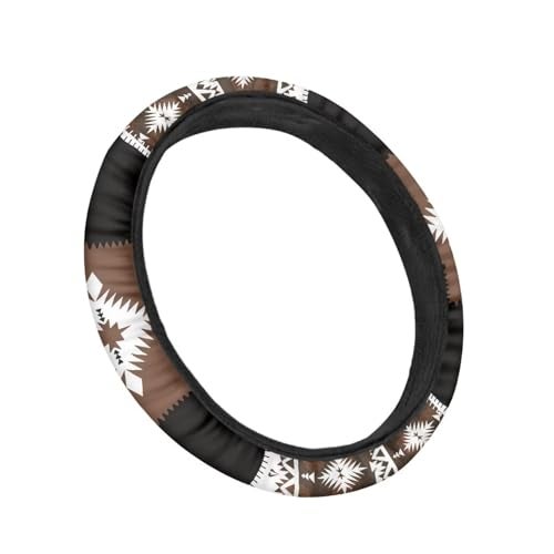 Wanyint Southwest Aztec Brown Black Car Steering Wheel Cover 15 Inch Universal Breathable Soft Anti-Slip Sweat Absorbent Car Accessory Fit for Most Vehicles - Image 2