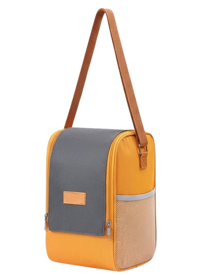 هابي هوم حقيبة تبريد معزولة محمولة حقيبة غداء كروس مانعة للتسرب حقيبة حفظ الطعام والمشروبات الساخنة والباردة محمولة قابلة للطي من قماش أكسفورد للعمل والمدرسة والتخييم والسفر- برتقالى - Image 2