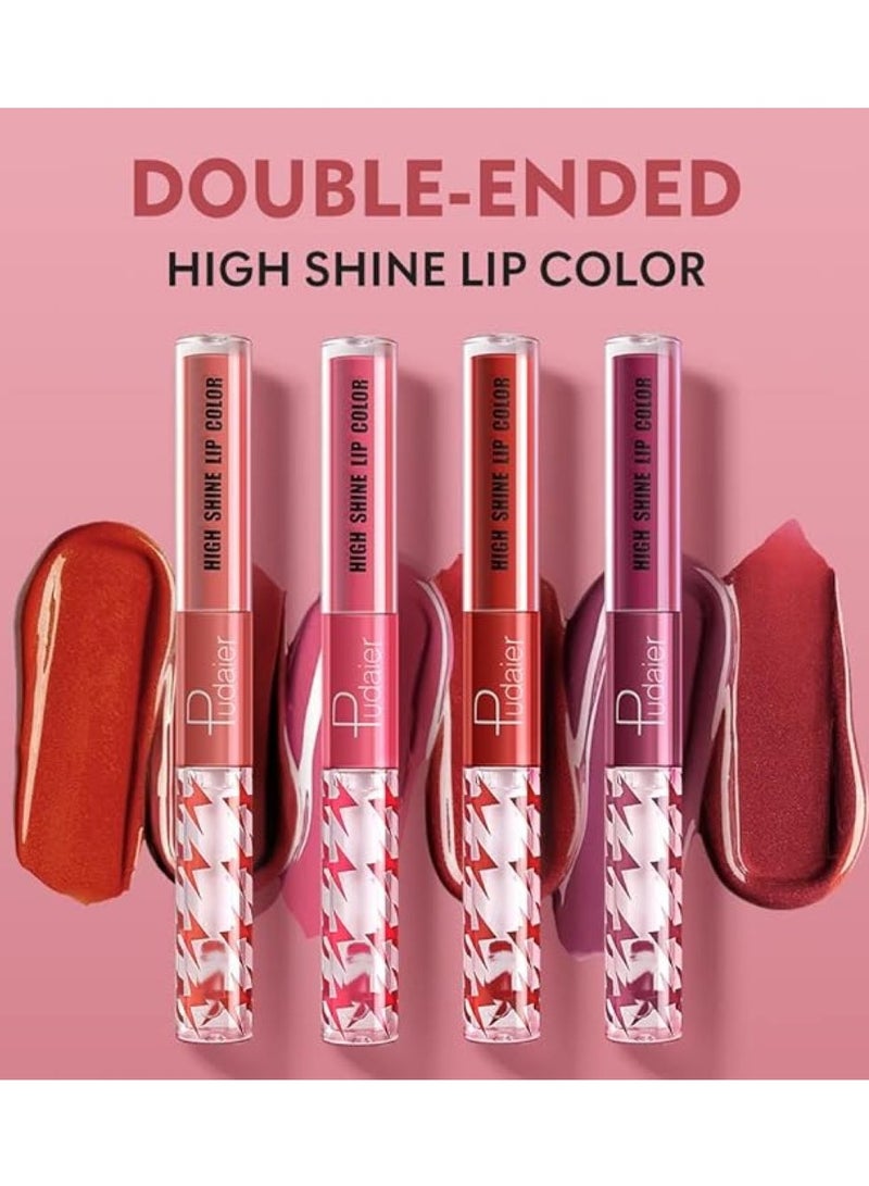 بوداير ملمع شفاه عالي اللمعان مع زيت شفاه شفاف بلون ثابت ، أحمر شفاه سائل مزدوج الأطراف يدوم حتى 12 ساعة ، خفيف الوزن وغير لزج ، 2 مل (13) - Image 2