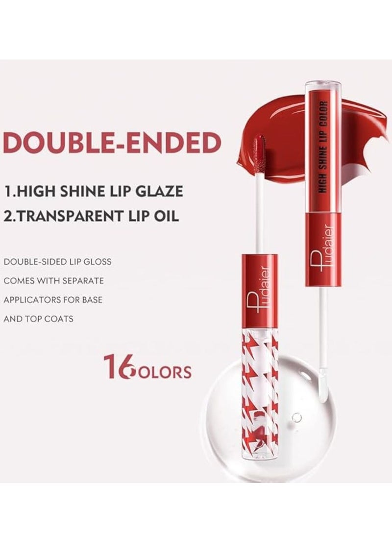 بوداير ملمع شفاه عالي اللمعان مع زيت شفاه شفاف بلون ثابت ، أحمر شفاه سائل مزدوج الأطراف يدوم حتى 12 ساعة ، خفيف الوزن وغير لزج ، 2 مل (13) - Image 3