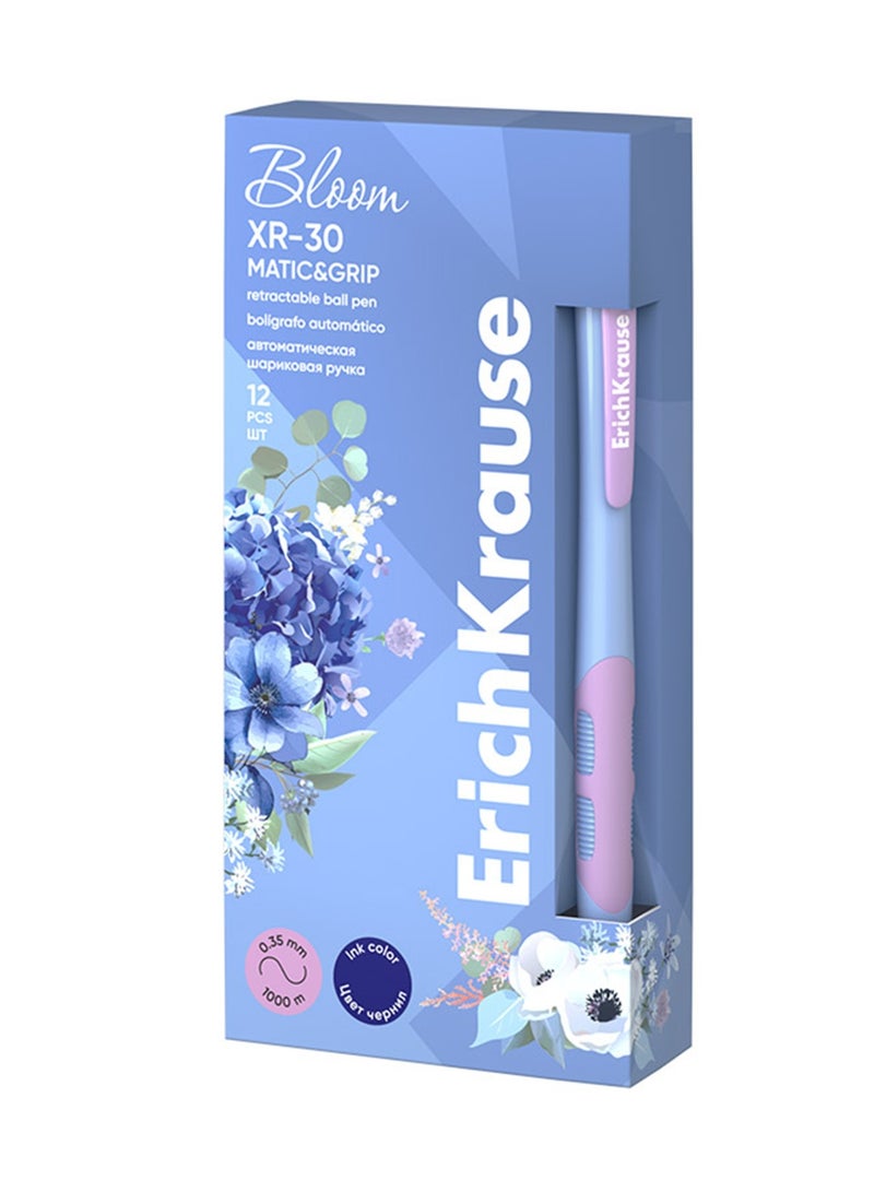 ErichKrause 12-Piece XR-30 Retractable Ballpoint Pen 0.7mm Tip Assorted Barrel Colours Blue Ink - Image 1