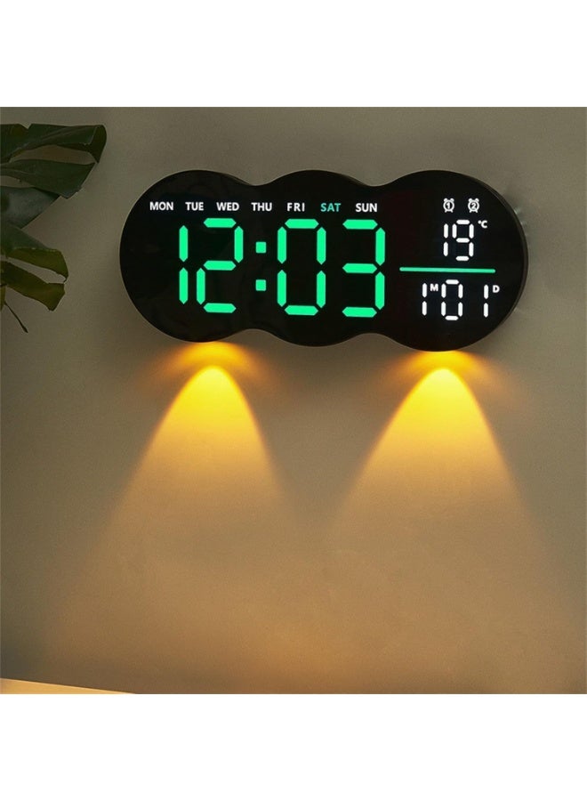 ساعة حائط رقمية LED كبيرة مع ريموت كنترول – عرض الوقت والتاريخ واليوم ودرجة الحرارة – تعتيم ليلي تلقائي – منبه مزدوج ومؤقت – مناسبة لغرفة النوم والمكتب والجراج - Image 3