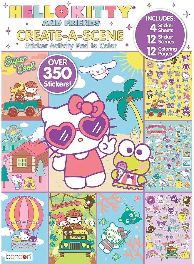 Bendon Bendon Hello Kitty and Friends Create a Scene Over 350 Stickers, Activity Pad to Color  - Image 2