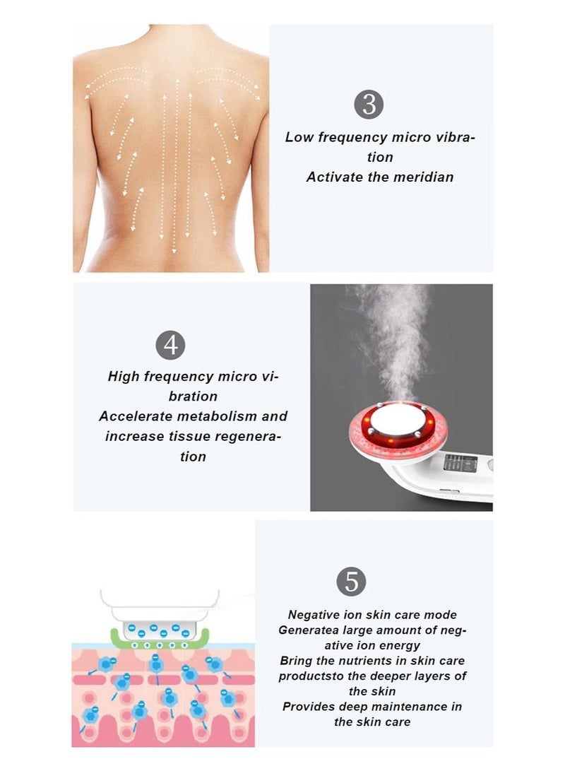 ارواق جهاز تنحيف الجسم وتحفيز العضلات الكهربائية 8 في 1، مدلك بالموجات فوق الصوتية، جهاز علاج حراري لتجميل الوجه بالأشعة تحت الحمراء لتخفيف الوزن وتجديد شباب البشرة - Image 4
