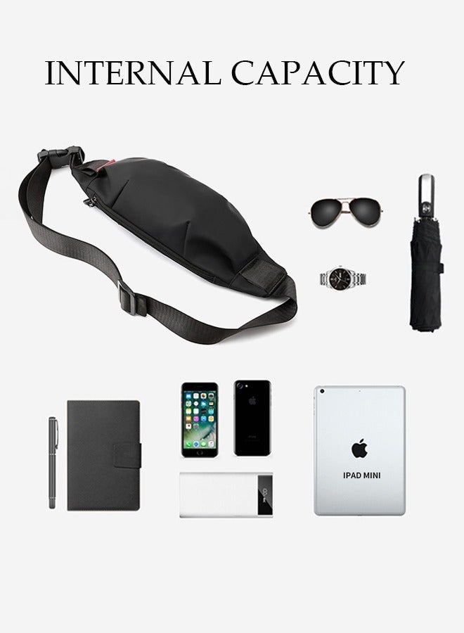 DUNISO Black Waist Pack for Men and Women Fashionable Crossbody Bag Waist Bag Belt Bag with Adjustable Strap Waterproof Anti-theft Chest Bag for Travel Hiking Running Outdoors - Image 5