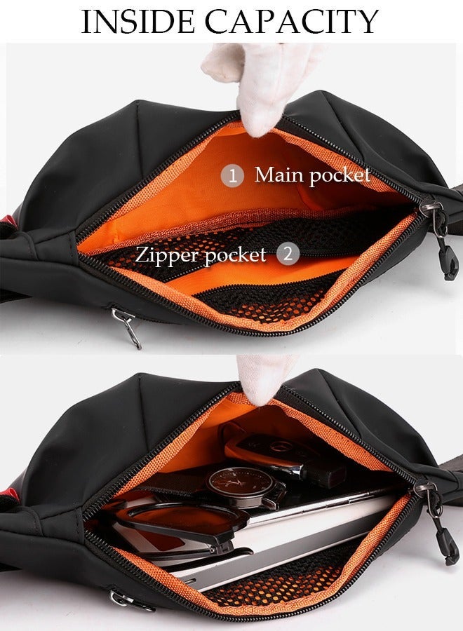 DUNISO Black Waist Pack for Men and Women Fashionable Crossbody Bag Waist Bag Belt Bag with Adjustable Strap Waterproof Anti-theft Chest Bag for Travel Hiking Running Outdoors - Image 3