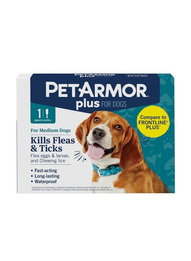 PetArmor PetArmor Plus Flea and Tick Prevention for Dogs, Dog Flea and Tick Treatment, 1 Dose, Waterproof Topical, Fast Acting, Medium Dogs (23-44 lbs)  - Image 1