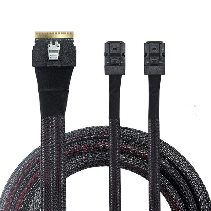 SAS4 0 SFF 8654 8i to 2X SFF 8643 Array Card Cable 0 8m Fast Transfer Server Storage - Image 1