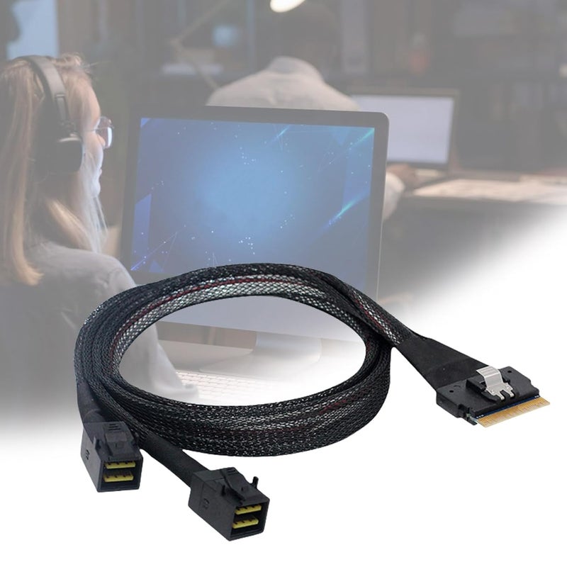 SAS4 0 SFF 8654 8i to 2X SFF 8643 Array Card Cable 0 8m Fast Transfer Server Storage - Image 3