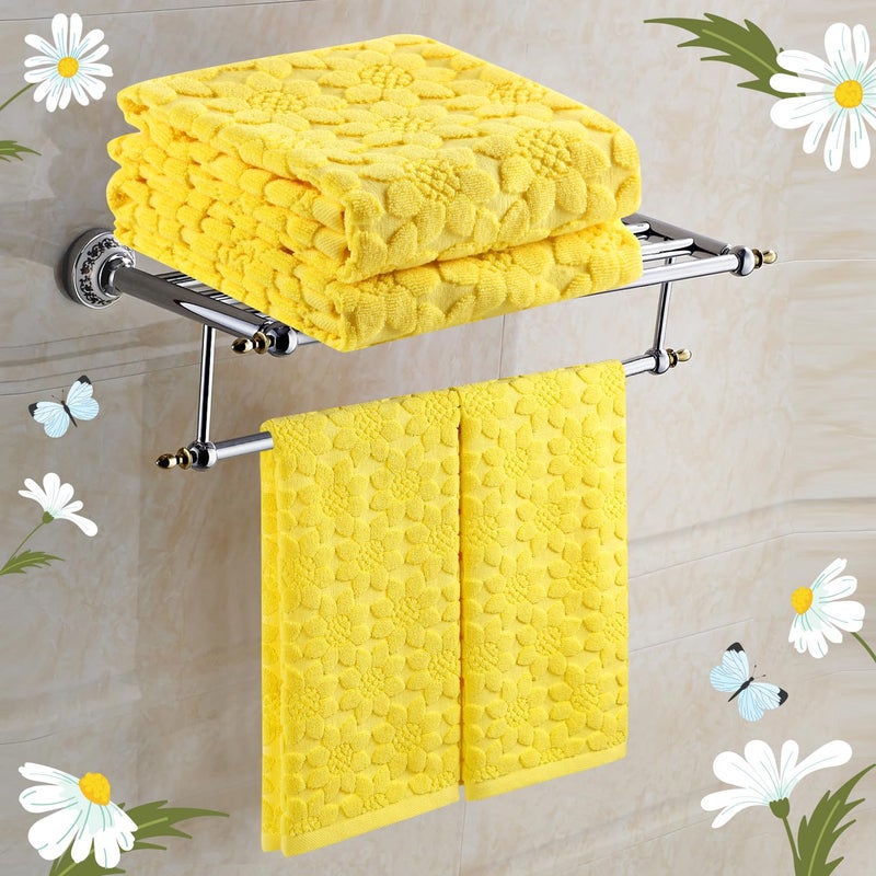 Quera 2 Pack Hand Towels Spring Summer Yellow Sunflower Farmhouse Cotton Bathroom Decorative Towels Set for Drying, Cleaning, Cooking, Holiday 13.7'' x 29.5'' - Image 2
