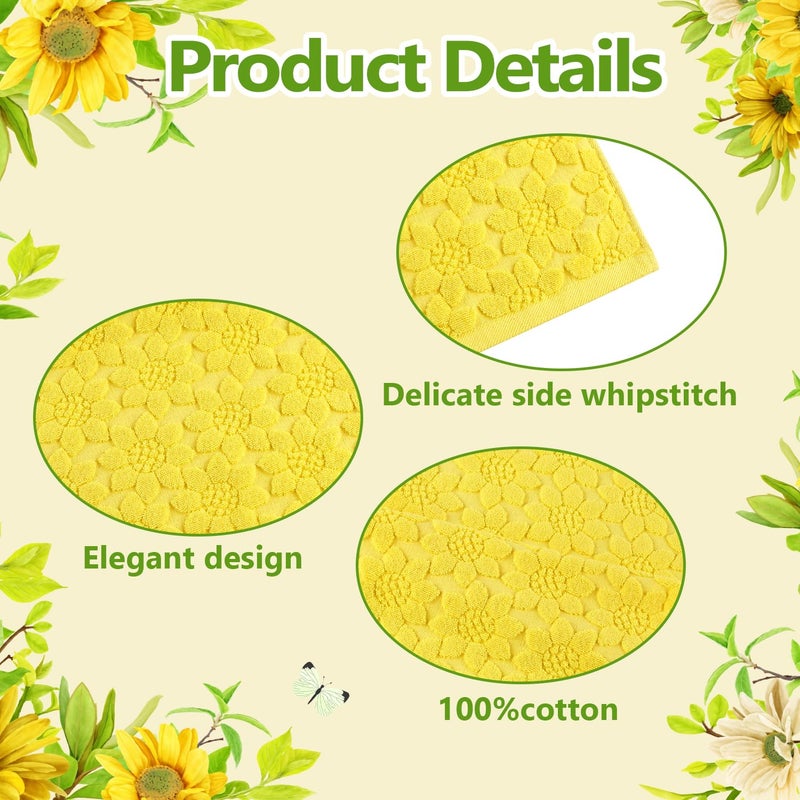 Quera 2 Pack Hand Towels Spring Summer Yellow Sunflower Farmhouse Cotton Bathroom Decorative Towels Set for Drying, Cleaning, Cooking, Holiday 13.7'' x 29.5'' - Image 5