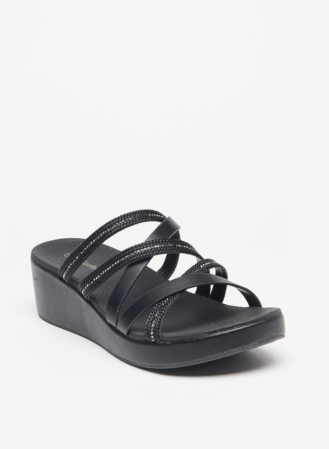 Le Confort Women's Embellished Strappy Slip-On Sandals with Wedge Heels - Image 1