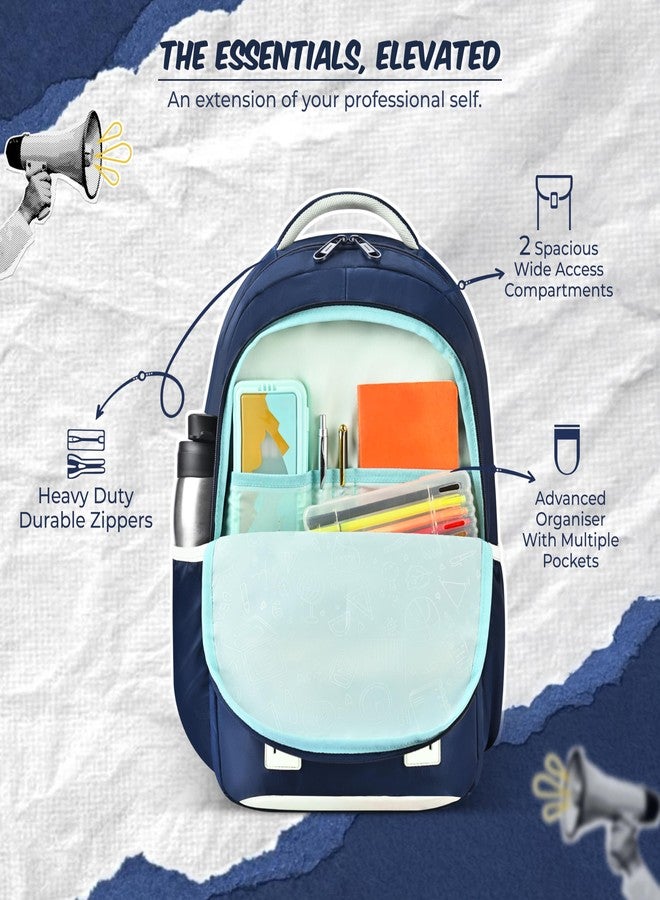 Gear Elegant 19"/35L Large Water Resistant School Bag | Casual Backpack | Daypack | Travel Backpack | Kids Bag for Boys/Girls (Navy - Beige) - Image 4