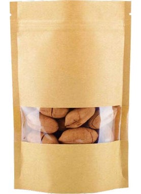 KCL KCL Kraft Paper Stand up Pouches with Rectangle Transparent window (Food Grade) - Dimension - 4 * 6 Inches - Capacity - 100 Gms - Brown Color (With Ziplock) - Pack of 100 Pc  - Image 5