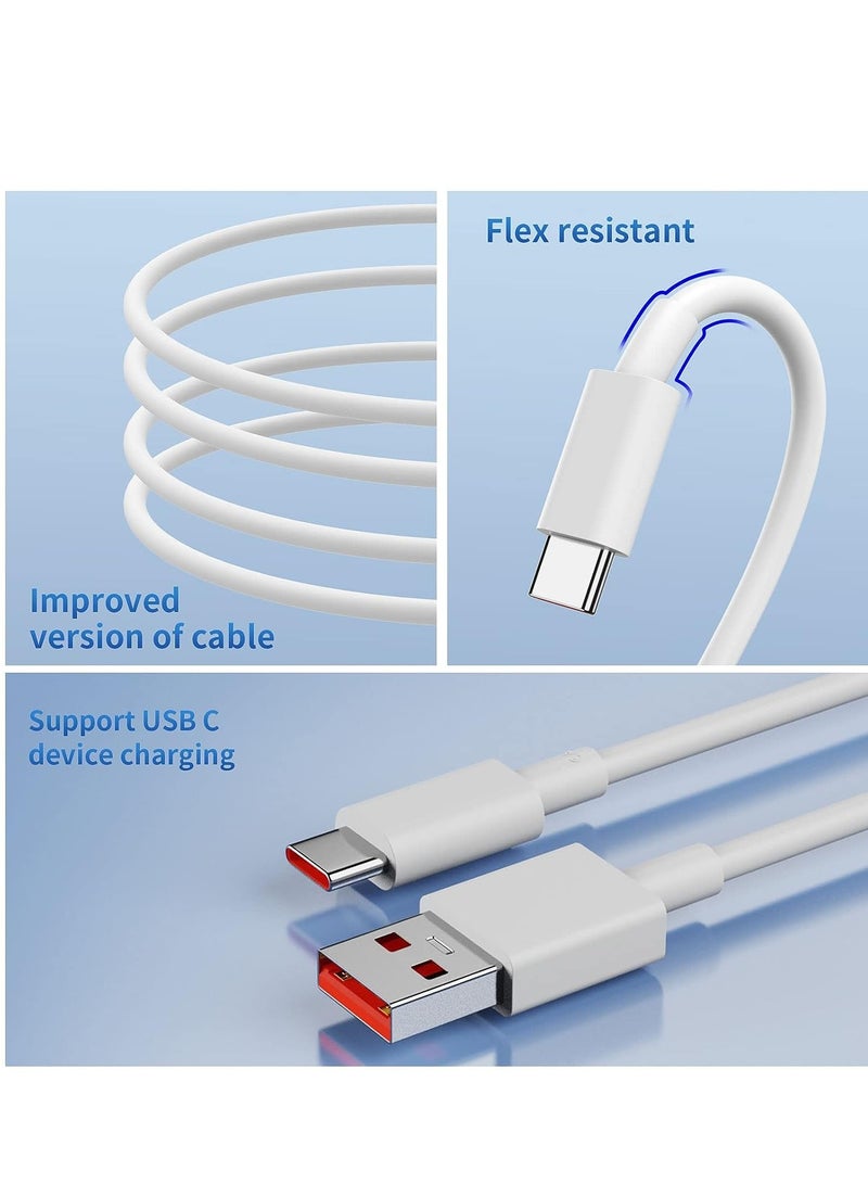 2 حزم 120 واط 3A USB-A إلى كابل شحن سريع من النوع C، كابل شحن سريع من النوع C متوافق مع Huawei P60/P60 Pro/P50/P40/P30/Mate 60 Pro/ Mate 50/Mate X3/Mate X2، أبيض  - Image 3