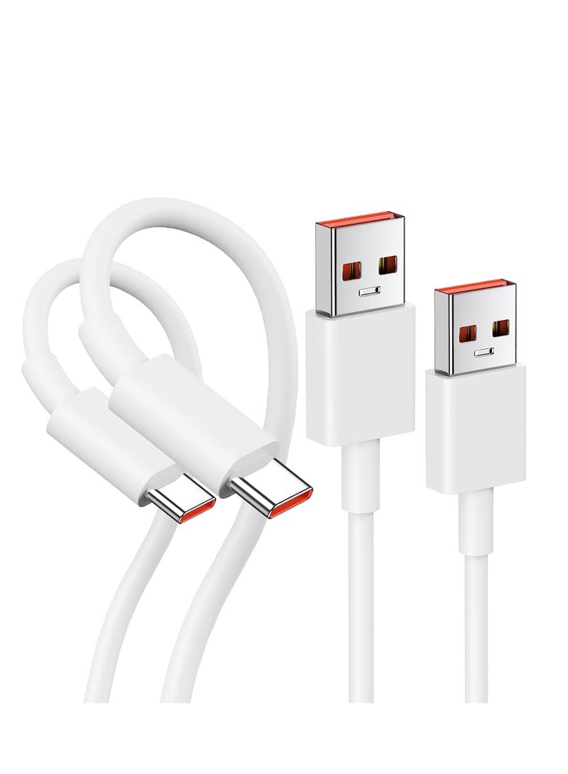 2 حزم 120 واط 3A USB-A إلى كابل شحن سريع من النوع C، كابل شحن سريع من النوع C متوافق مع Huawei P60/P60 Pro/P50/P40/P30/Mate 60 Pro/ Mate 50/Mate X3/Mate X2، أبيض  - Image 2