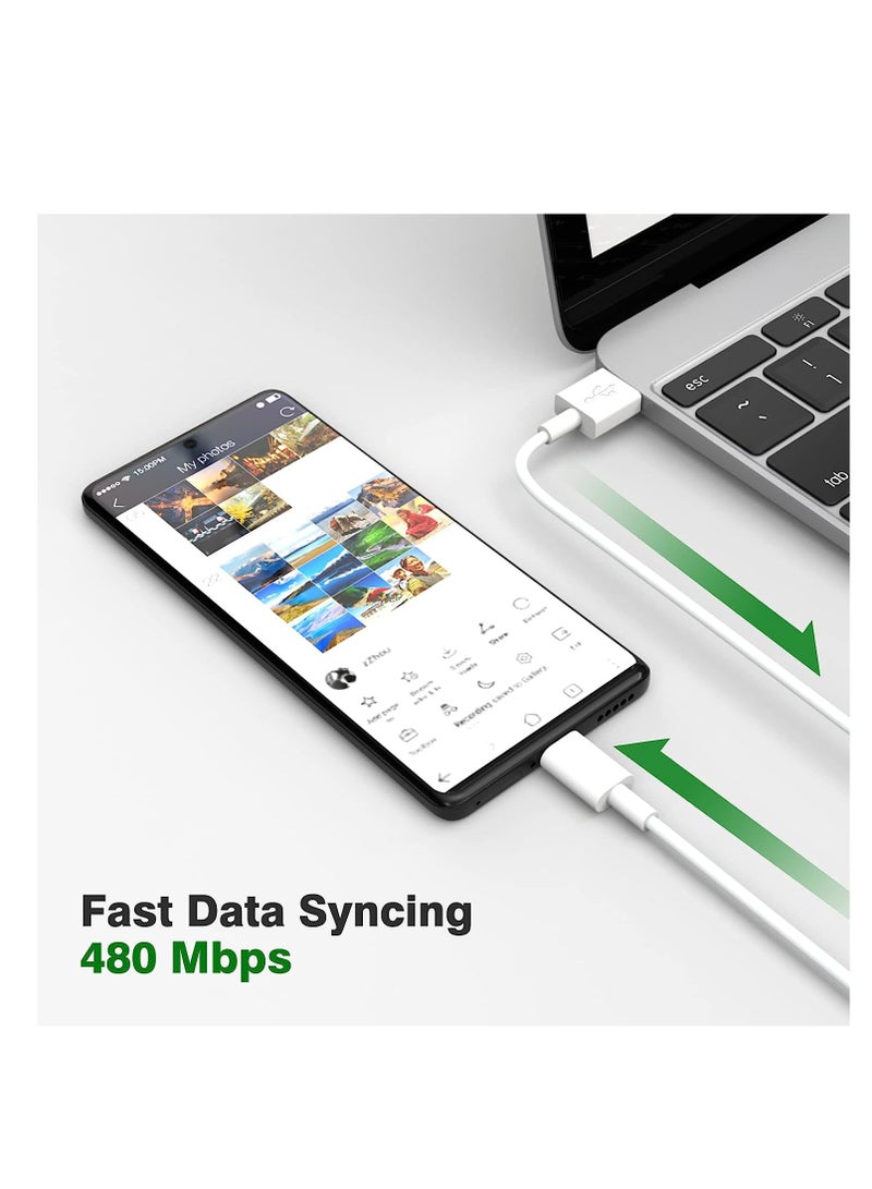 2 حزم 120 واط 3A USB-A إلى كابل شحن سريع من النوع C، كابل شحن سريع من النوع C متوافق مع Huawei P60/P60 Pro/P50/P40/P30/Mate 60 Pro/ Mate 50/Mate X3/Mate X2، أبيض  - Image 5