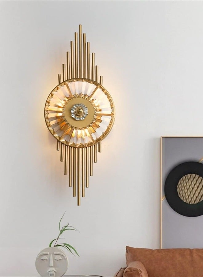 Target Gold Wall Sconce with Crystal Clear Glass Luxury Wall Light for Bedroom, Corridor, Coffee Shop - Image 2