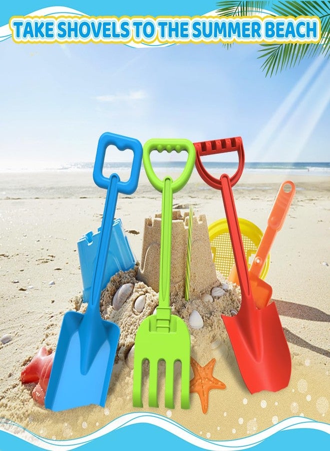 Dilabnba 16'' Kids Beach Shovels Sand Spades Toys Garden Tools, Wood Handle ABS Plastic Spade Rake Scoop for Digging Sandbox Gardening Snow Backyard Summer Outdoor Toy 3 PCS, Blue/Green/Red - Image 4