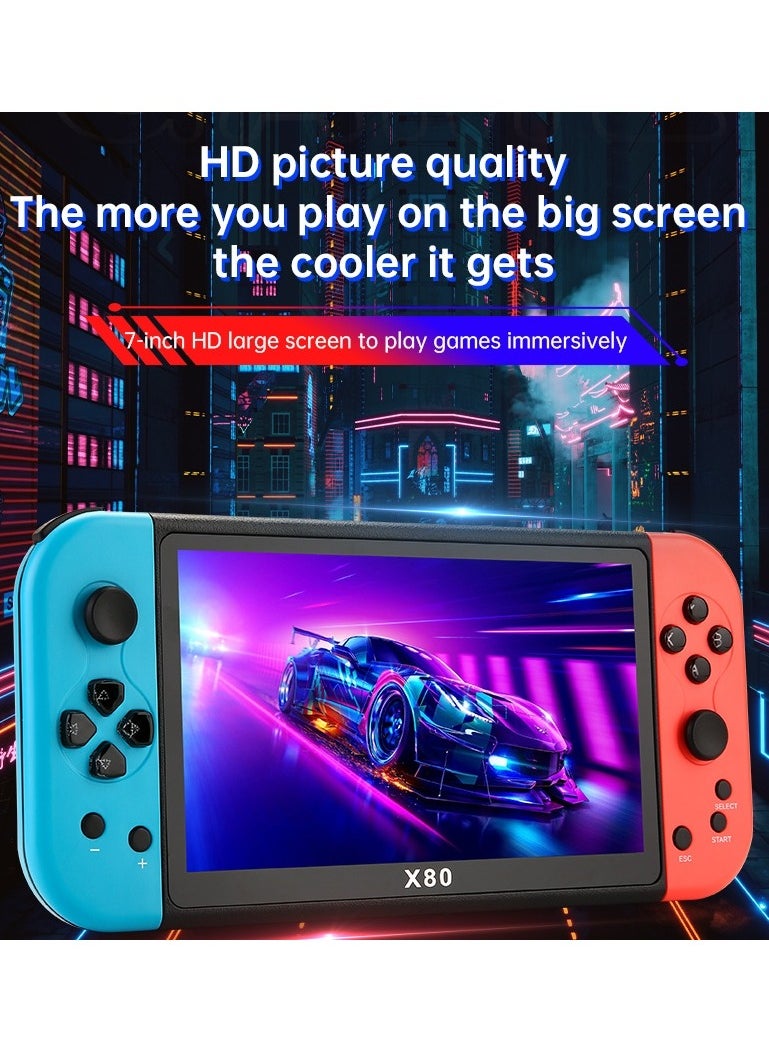 X80 Handheld Game Console, 7-inch High-definition Screen Arcade 10 Emulators, Portable Multi-functional Nostalgic Classic Game Console