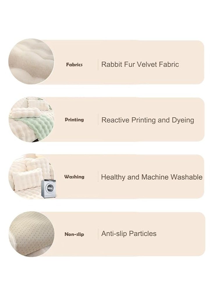 Generic - Thickened rabbit plush high-grade sofa cushion, non-slip off-white sofa cover, super comfortable plush cover (70×70cm) - Image 1