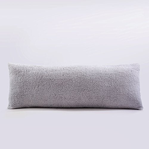 Reafort Ultra Soft Sherpa Body Pillow Cover/Case with Zipper Closure 21"x54" (21"x54" Body Pillow Cover, Silver Grey) - Image 2