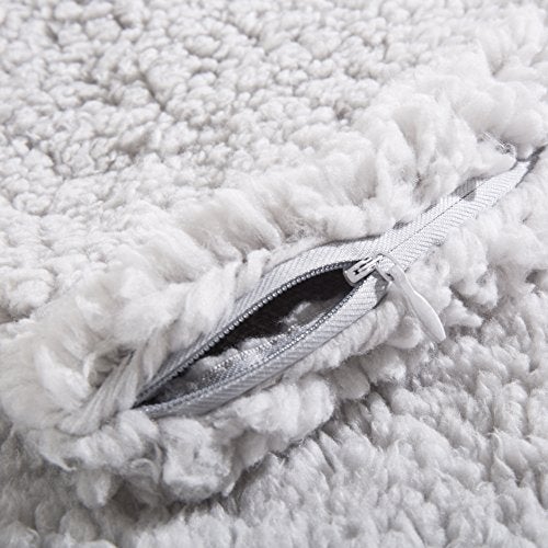 Reafort Ultra Soft Sherpa Body Pillow Cover/Case with Zipper Closure 21"x54" (21"x54" Body Pillow Cover, Silver Grey) - Image 4