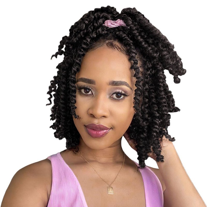 BOHOBABE Crochet Passion Twist Hair Pretwisted 10 Inch Short Brown Prelooped Passion Twist Crochet Braiding Hair 8 Packs 4