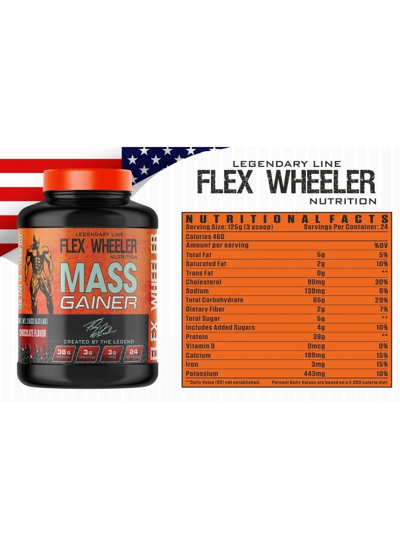 Flex Wheeler Nutrition - Legendary Mass Gainer Protein 6.61 lbs - Advanced Formula for Muscle Growth & Size (Chocolate) - Image 1