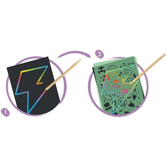 OODLES OF DOODLES SCRATCHING - SCRATCH ART SET FOR KIDS - RAINBOW SCRATCH ART PAPER WITH WOODEN STYLUS FOR CHILDREN AGE 4+ YEARS - Image 3