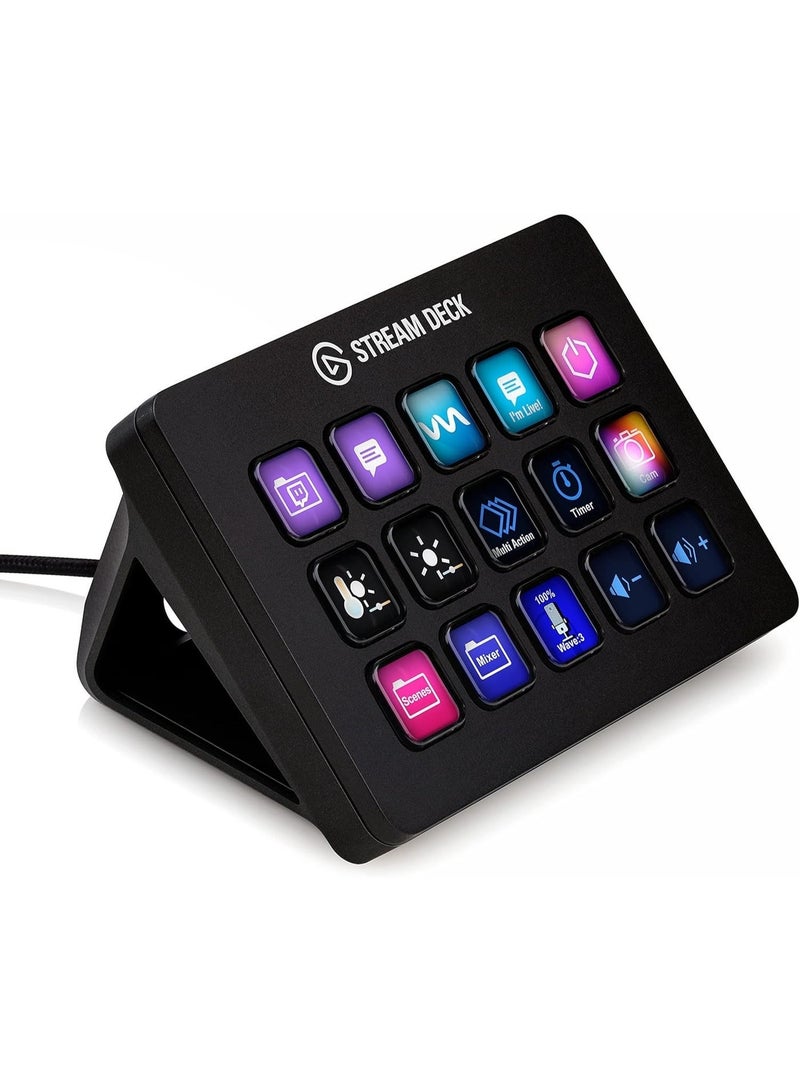 Elgato Stream Deck MK.2 – Studio Controller, 15 macro keys, trigger actions in apps and software like OBS, Twitch, ​YouTube and more, works with Mac and PC - Image 1