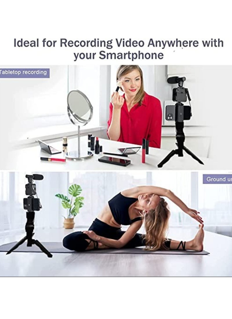 Vlogging Kit Smartphone Vlogging Video Kit with Microphone Tripod LED Light Wireless Remote Phone Holder Phone Stands Smartphone Video Microphone Rig Kit  for YouTube TIK Tok Filming Vlogging
