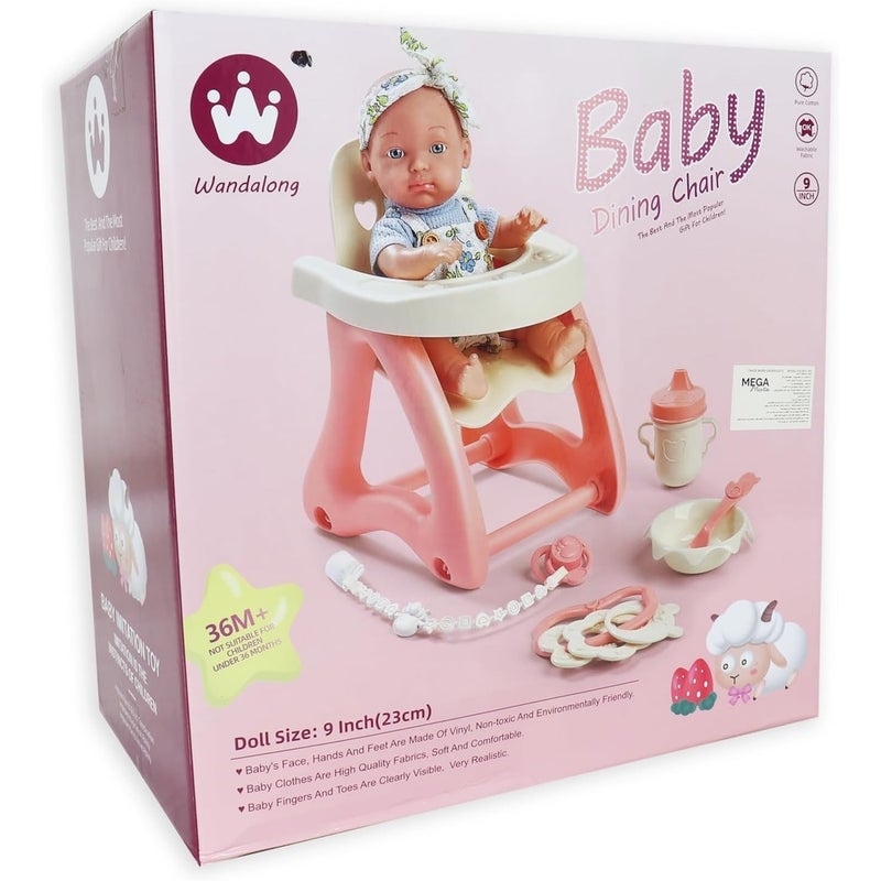 Wandalong 9 Inches Baby Doll With Dining Chiar And Accessories - W6916A - Image 3