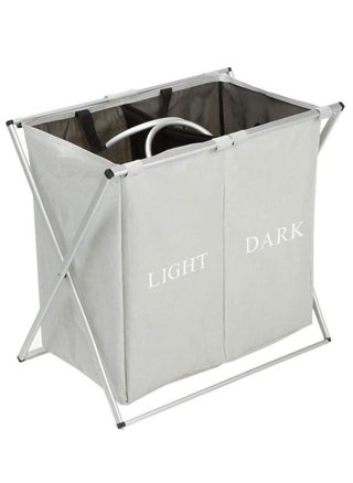Laundry Basket 2 Large Compartment Dirty Clothes Laundry Hamper Storage Bag with Aluminum X-Frame and Handle Dark and Light Color Compartments - pzsku/Z8EC660F5C3FBC1208A4DZ/45/_/1650711523/de23e6f9-534c-4e43-a2de-08d47661cb9c