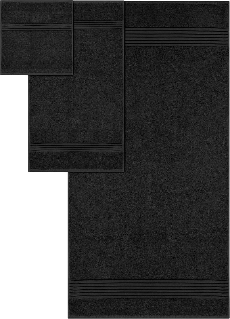 Utopia Towels 8-Piece Premium Towel Set, 2 Bath Towels, 2 Hand Towels, and 4 Wash Cloths, 100% Ring Spun Cotton Highly Absorbent Towels for Bathroom, Sports, and Hotel (Black) - Image 2