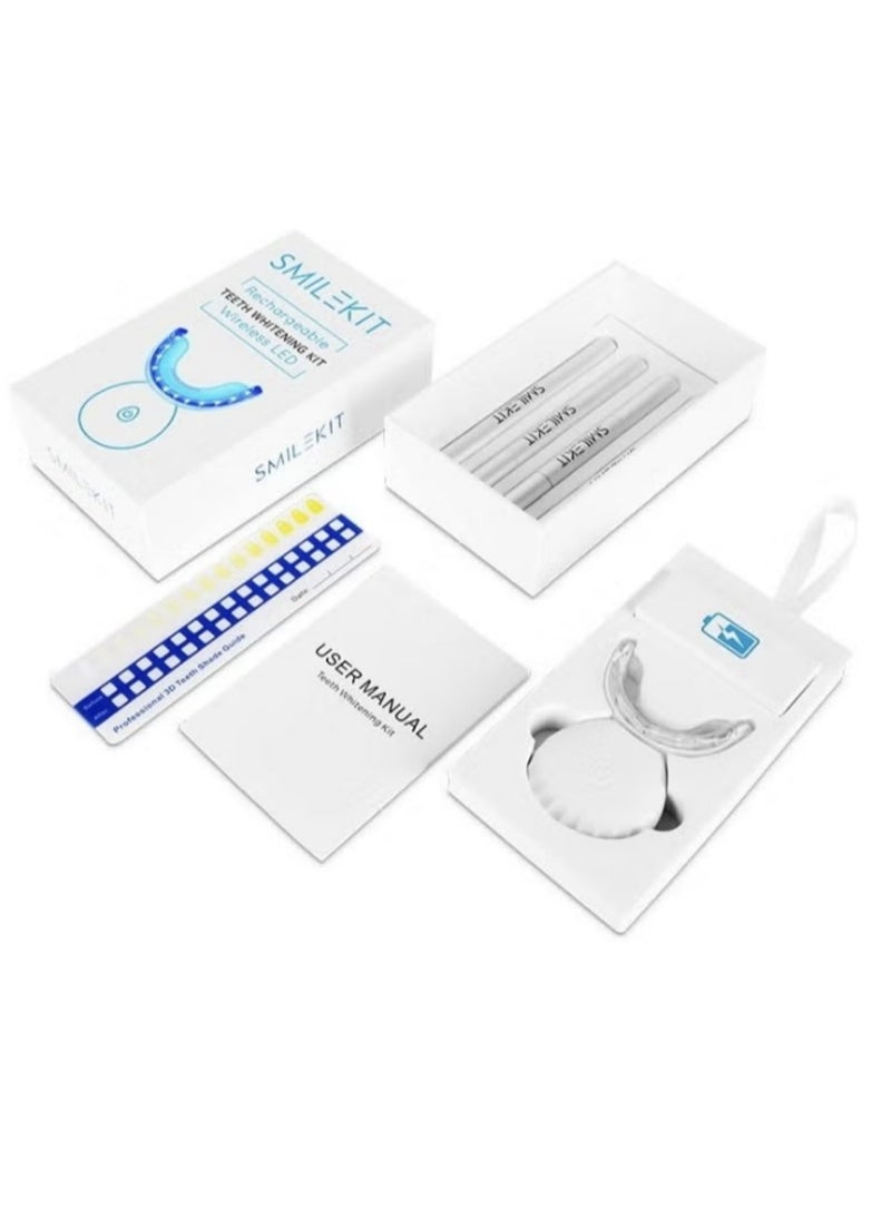 Generic - Wireless Teeth Whitening Kit, Suitable For Sensitive Teeth Gums Braces Care,16 Points LED Accelerator Light and Tray Teeth Whitener Helps to Remove Stains Rechargeable Teeth Whitening Kit White - Image 1