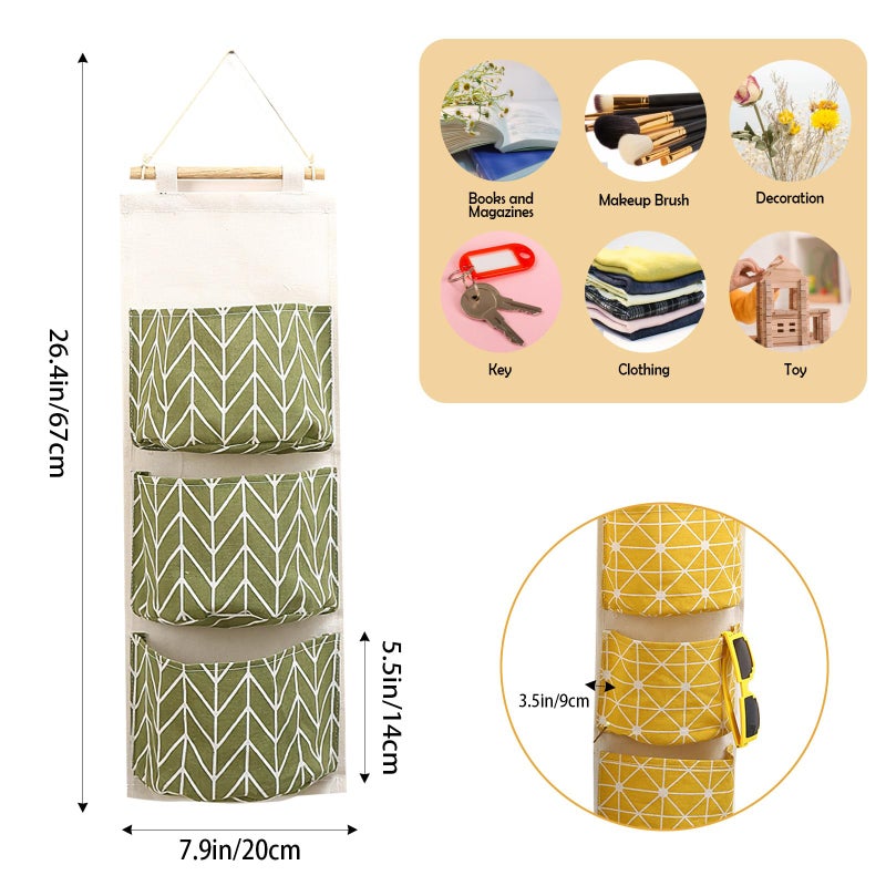 COVRA 3-Pack Wall Hanging Storage Bags â€“ Over-the-Door Organizers with 3 Large Pockets (6.3" Ã— 5.1"), Hanging Closet & Pantry Organizer for Bedroom, Bathroom, Dorm, and More (Set of 3 Colors) - Image 2
