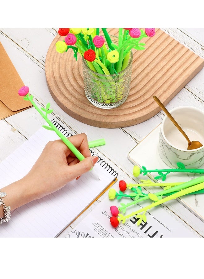 Flower Pens Gifts Artificial Rose Pens, 30 Pcs Creative Black 0.5mm Ink Pens Bulk Wedding Birthday Party Favors Office School, for Kids Girls Women, Home School Decoration Supplies - Image 4