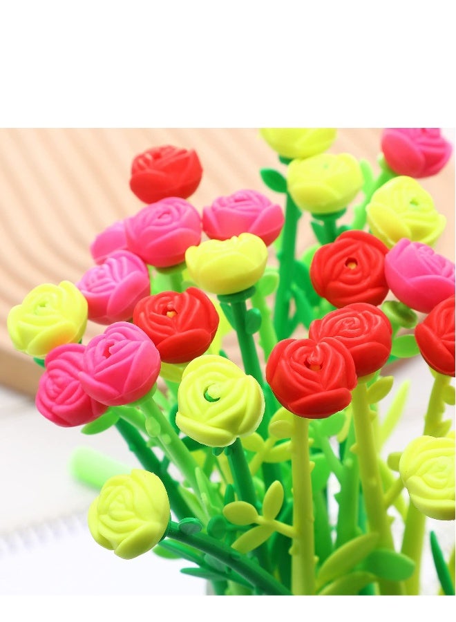 Flower Pens Gifts Artificial Rose Pens, 30 Pcs Creative Black 0.5mm Ink Pens Bulk Wedding Birthday Party Favors Office School, for Kids Girls Women, Home School Decoration Supplies - Image 5