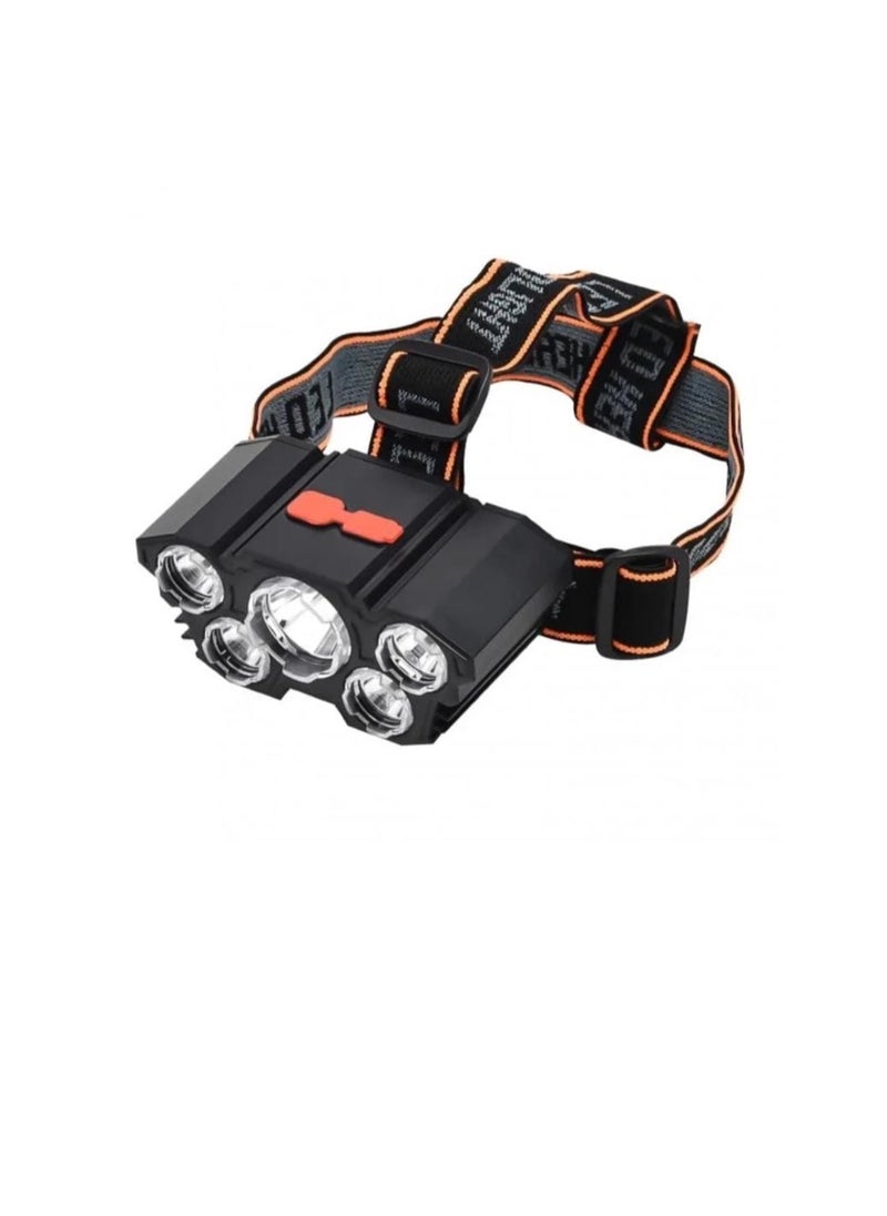 ماركة غير محددة مصباح رأس LED قابل لإعادة الشحن - 5 مصابيح LED، شحن USB، 4 أوضاع إضاءة، عصابة رأس قابلة للتعديل للاستخدام في الهواء الطلق والتخييم  - Image 1