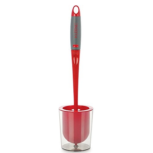 Kleeno by Cello Premium Plastic Toilet Brush with Holder (Red and Grey,Pack of 2 Piece) - Image 1