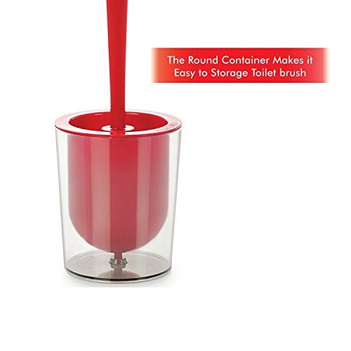 Kleeno by Cello Premium Plastic Toilet Brush with Holder (Red and Grey,Pack of 2 Piece) - Image 3