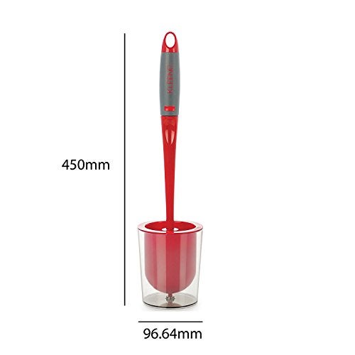 Kleeno by Cello Premium Plastic Toilet Brush with Holder (Red and Grey,Pack of 2 Piece) - Image 4