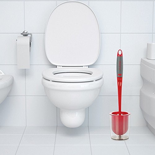 Kleeno by Cello Premium Plastic Toilet Brush with Holder (Red and Grey,Pack of 2 Piece) - Image 2