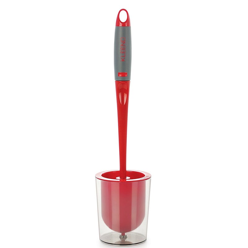 Kleeno by Cello Premium Plastic Toilet Brush with Holder (Red and Grey,Pack of 2 Piece) - Image 5