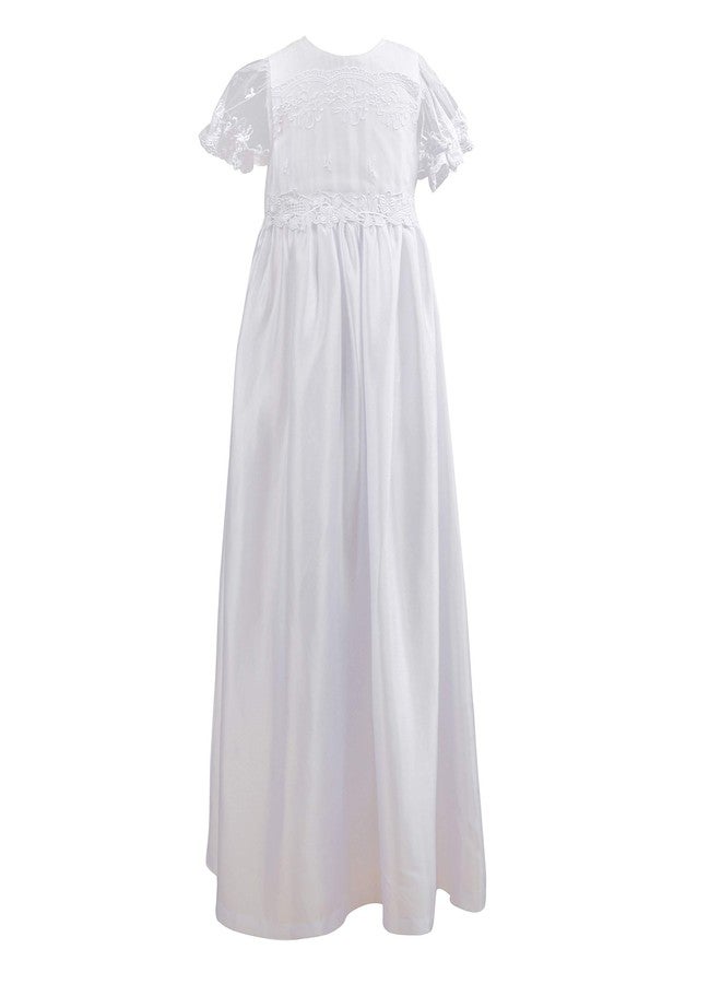 NIMBLE Baby Girls Baptism Christening Embroidered Gown with Headband for 0-12 Months (3-6 Months, White) - Image 2