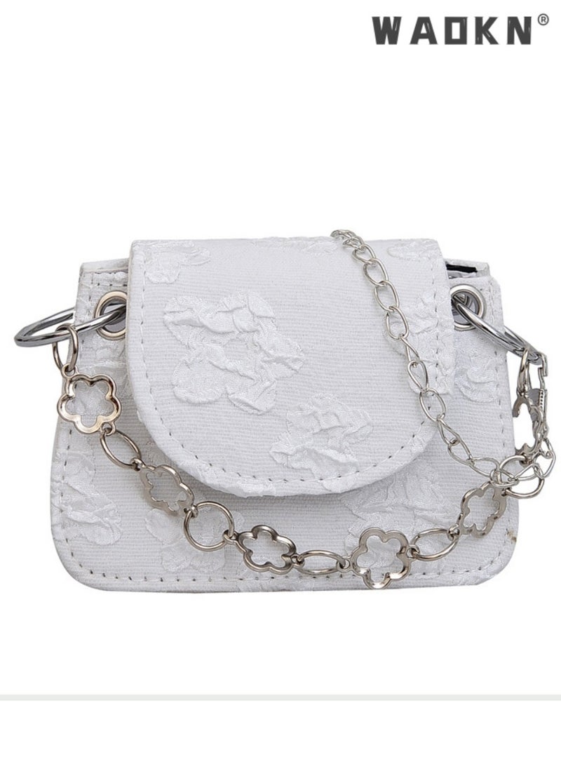 WAOKN Women's Trendy Shoulder Bag, Ladies Mini Chain Tote Bag Handbag Clutch Bag, PU Leather Flap Crossbody Bag Sling Bag Side Bag, Small Square Bag for College Students and Teenagers  - Image 1