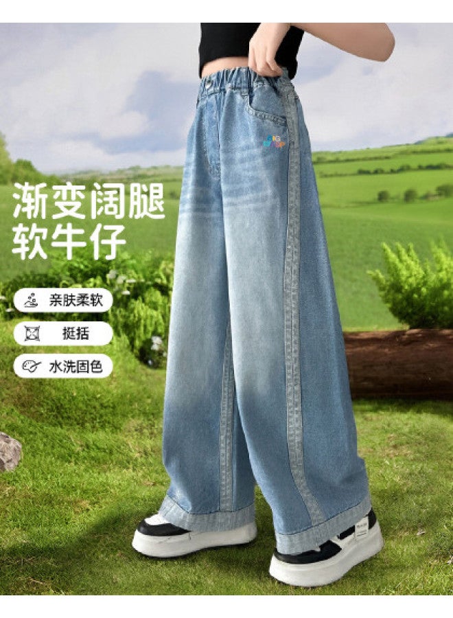 Bumblebee Girls Pants Summer Thin 2025 New Kids Straight Leg Pants Big Girl Loose Wide Leg Pants Summer - Image 1