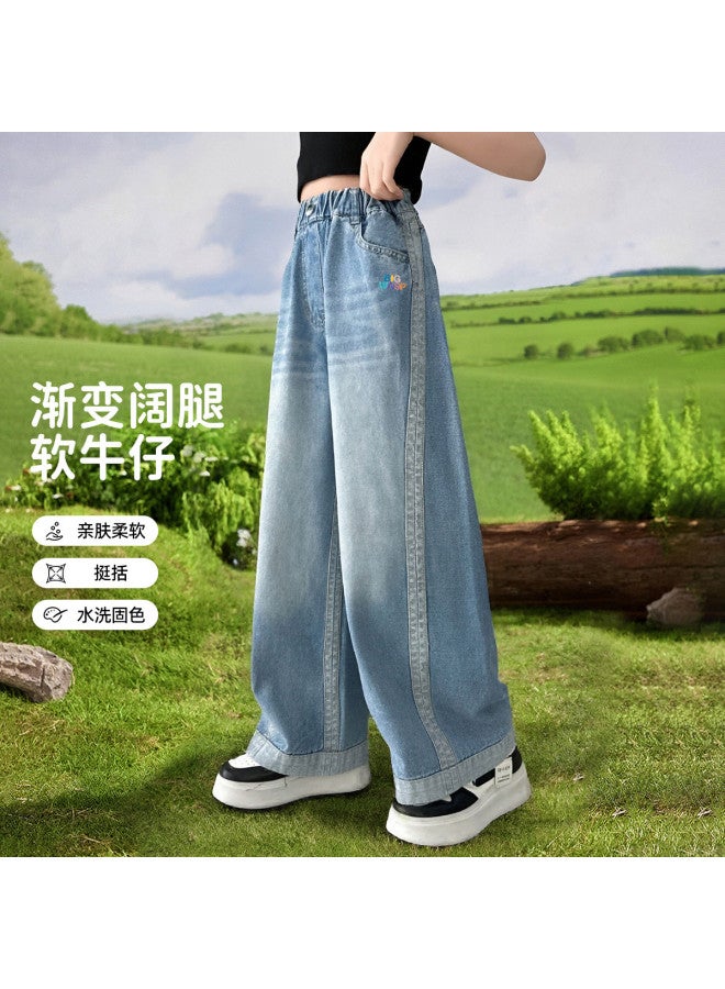 Bumblebee Girls Pants Summer Thin 2025 New Kids Straight Leg Pants Big Girl Loose Wide Leg Pants Summer - Image 2